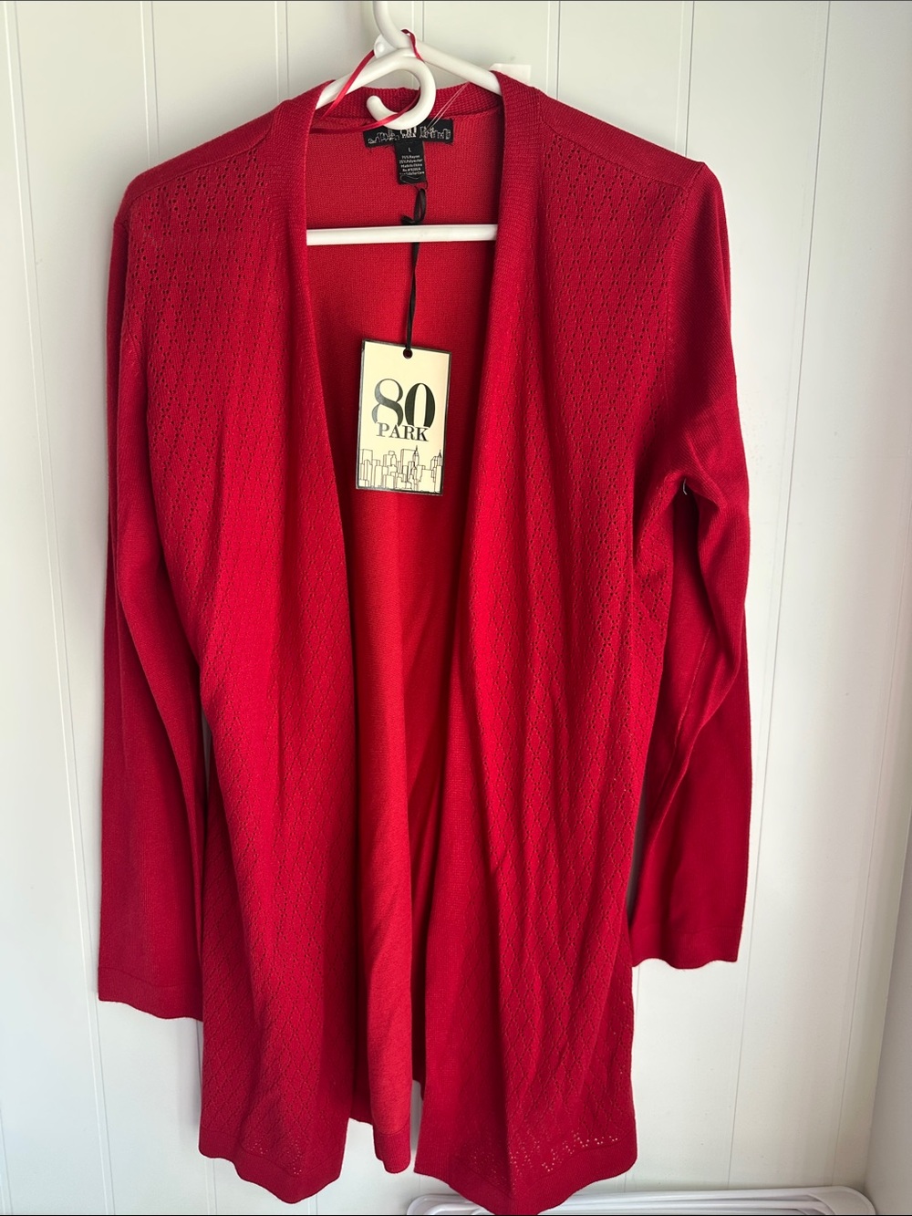 Open-Front Red Knit Cardigan for Women